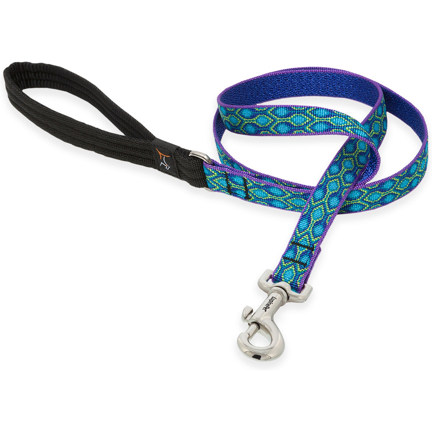 LupinePet Padded Handle Dog Leash, Rain Song, Regular: 4-ft long, 3/4-in wide