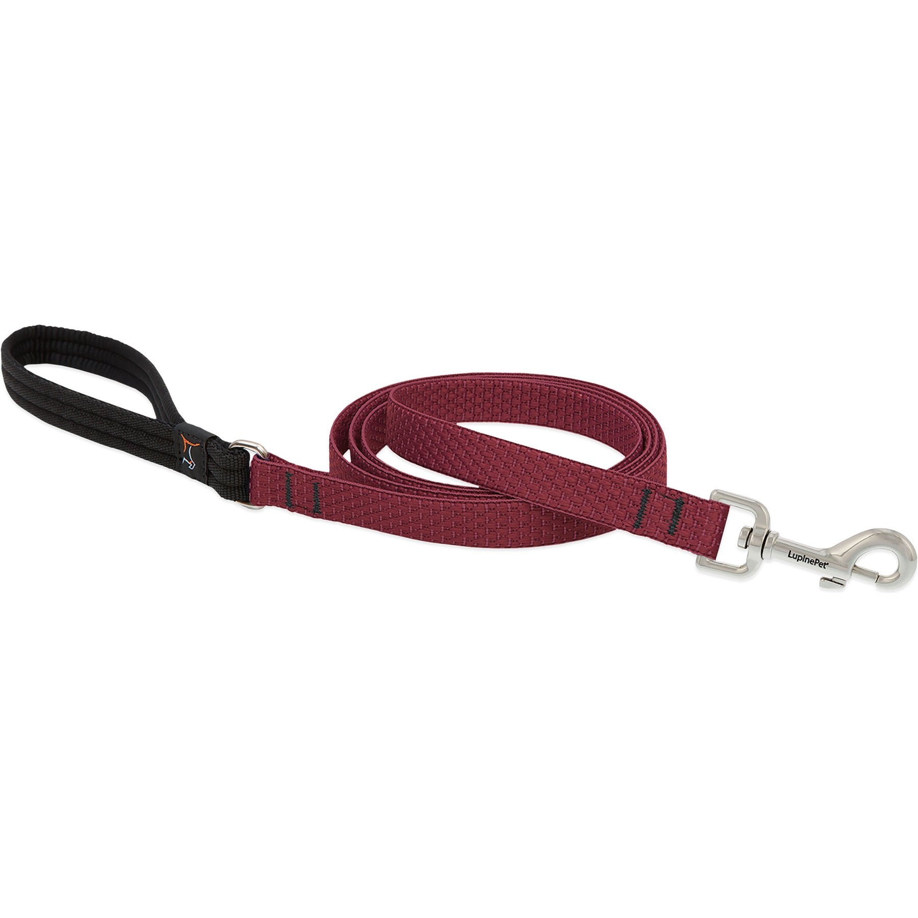 LupinePet ECO Recycled Padded Handle Dog Leash, Berry, Regular: 4-ft long, 3/4-in wide