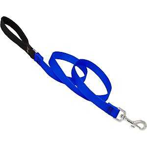 LupinePet Basic Solid Padded Handle Dog Leash, Blue, Regular: 6-ft long, 3/4-in wide