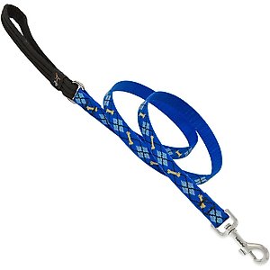 LupinePet Padded Handle Dog Leash, Dapper Dog, Regular: 6-ft long, 3/4-in wide