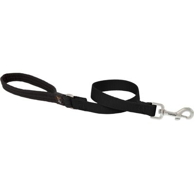 LupinePet LupinePet Basic Solid Padded Handle Dog Leash, Black, Short: 2-ft long, 3/4-in wide