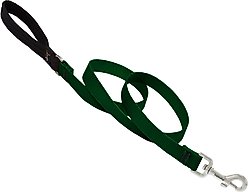 LupinePet Basic Solid Padded Handle Dog Leash, Green, Regular: 4-ft long, 3/4-in wide