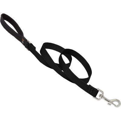 LupinePet LupinePet Basic Solid Padded Handle Dog Leash, Black, Regular: 6-ft long, 3/4-in wide