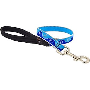LupinePet Reflective Paws Padded Handle Dog Leash, Blue Paws, Short: 2-ft long, 3/4-in wide