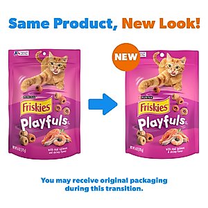 Friskies Playfuls with Salmon & Shrimp Flavor Cat Treats, 6-oz pouch