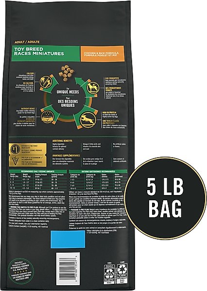 Show full view: Purina Pro Plan Adult Toy Breed Chicken & Rice Formula Dry Dog Food, 5-lb bag slide 3 of 13