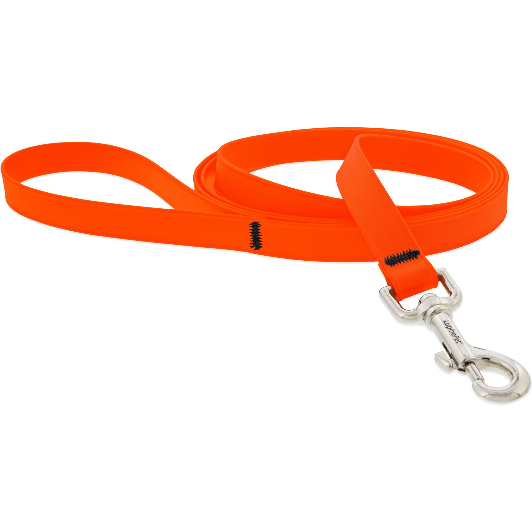 LupinePet Waterproof BioThane Dog Leash, Neon Orange, Regular: 6-ft long, 3/4-in wide