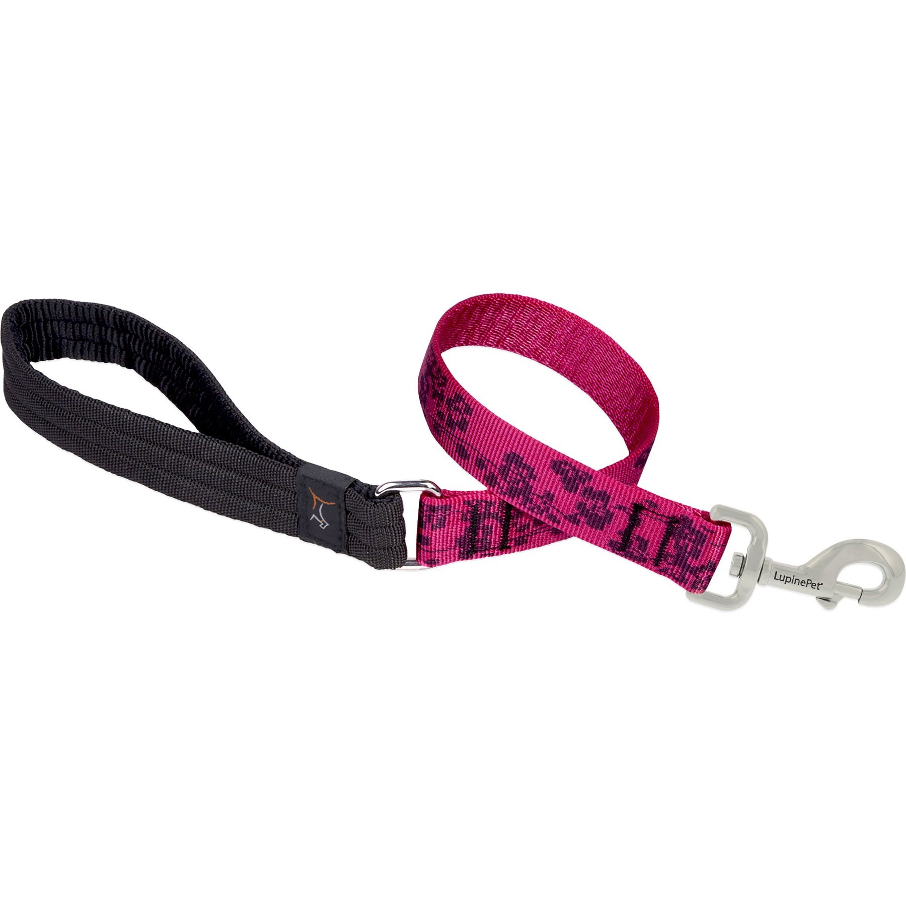 LupinePet Padded Handle Dog Leash, Plum Blossom, Short: 2-ft long, 1-in wide