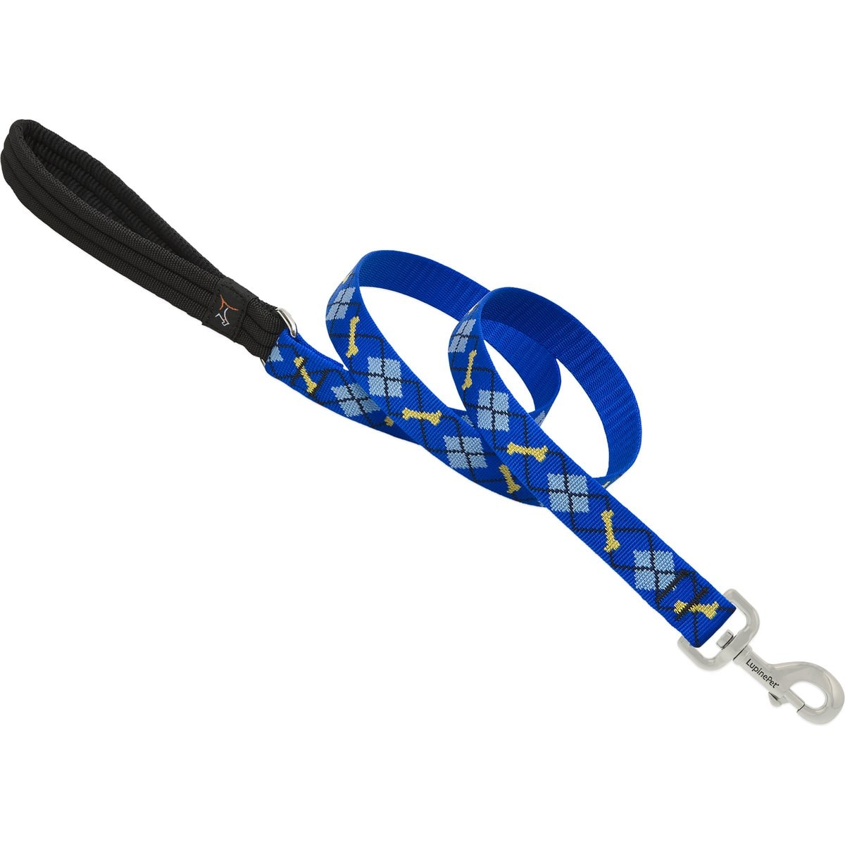 LupinePet Padded Handle Dog Leash, Dapper Dog, Regular: 6-ft long, 1-in wide