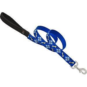 LupinePet Padded Handle Dog Leash, Dapper Dog, Regular: 4-ft long, 1-in wide