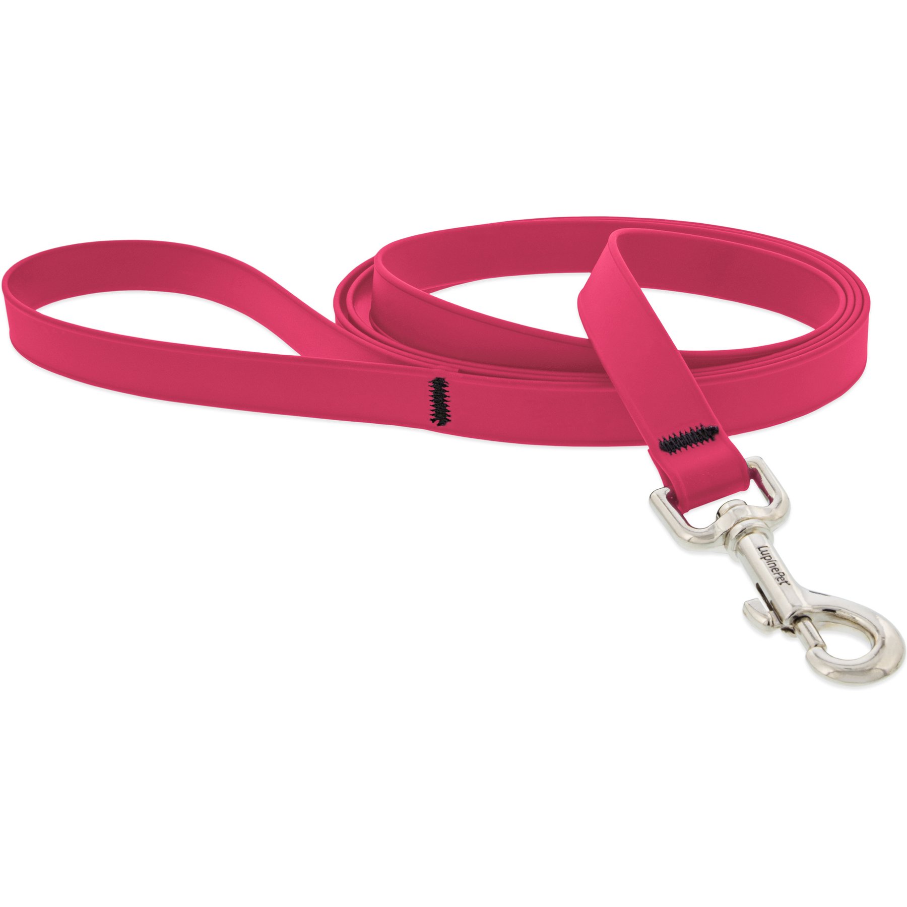 LupinePet Waterproof BioThane Dog Leash, Neon Pink, Short: 2-ft long, 3/4-in wide