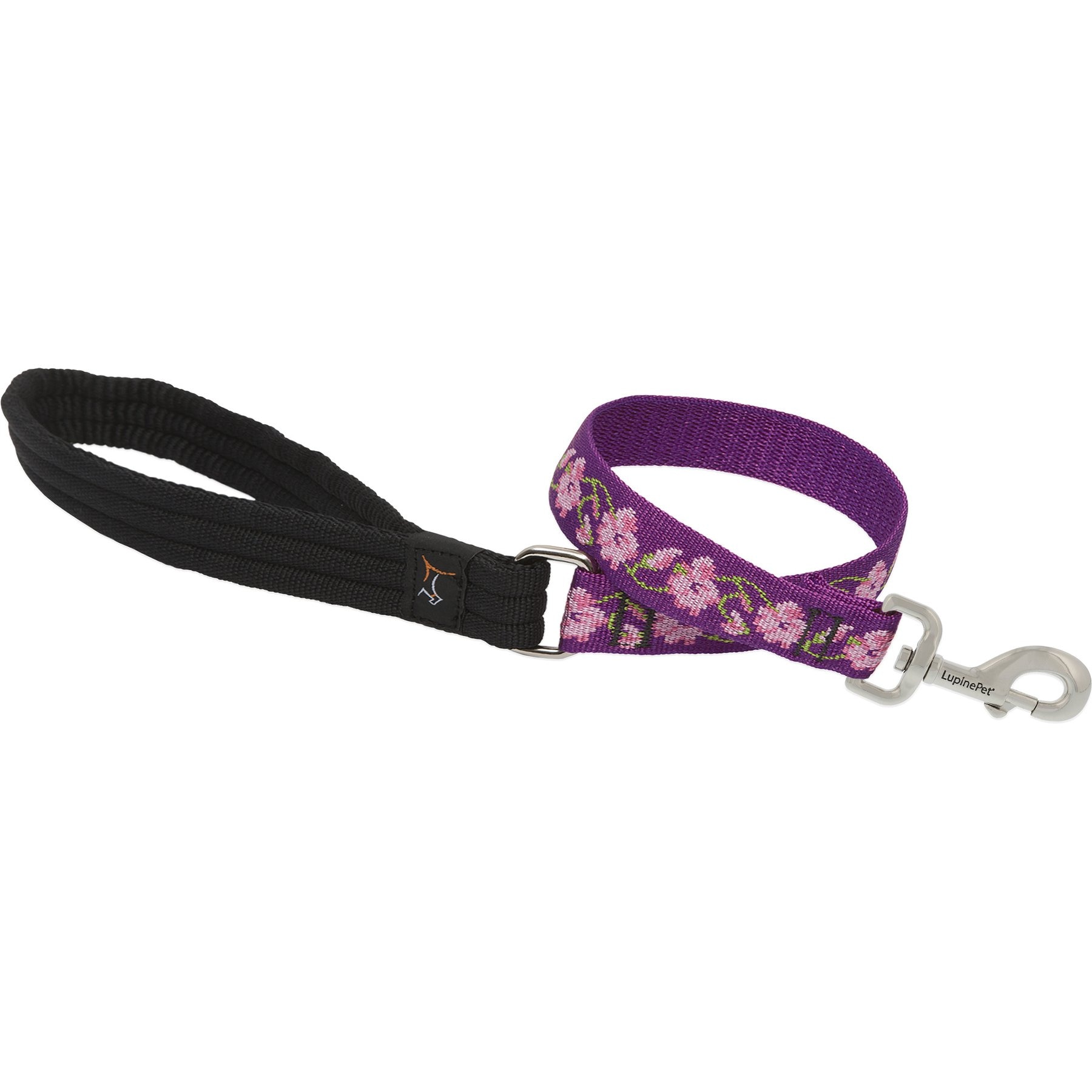 LupinePet Padded Handle Dog Leash, Rose Garden, Short: 2-ft long, 1-in wide