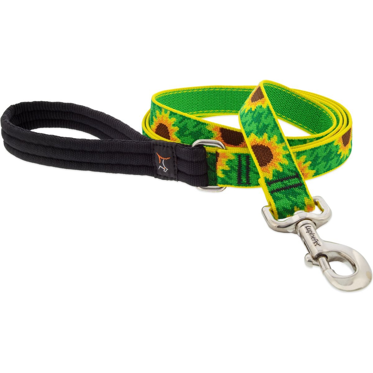 LupinePet Padded Handle Dog Leash, Sunflowers, Regular: 6-ft long, 1-in wide