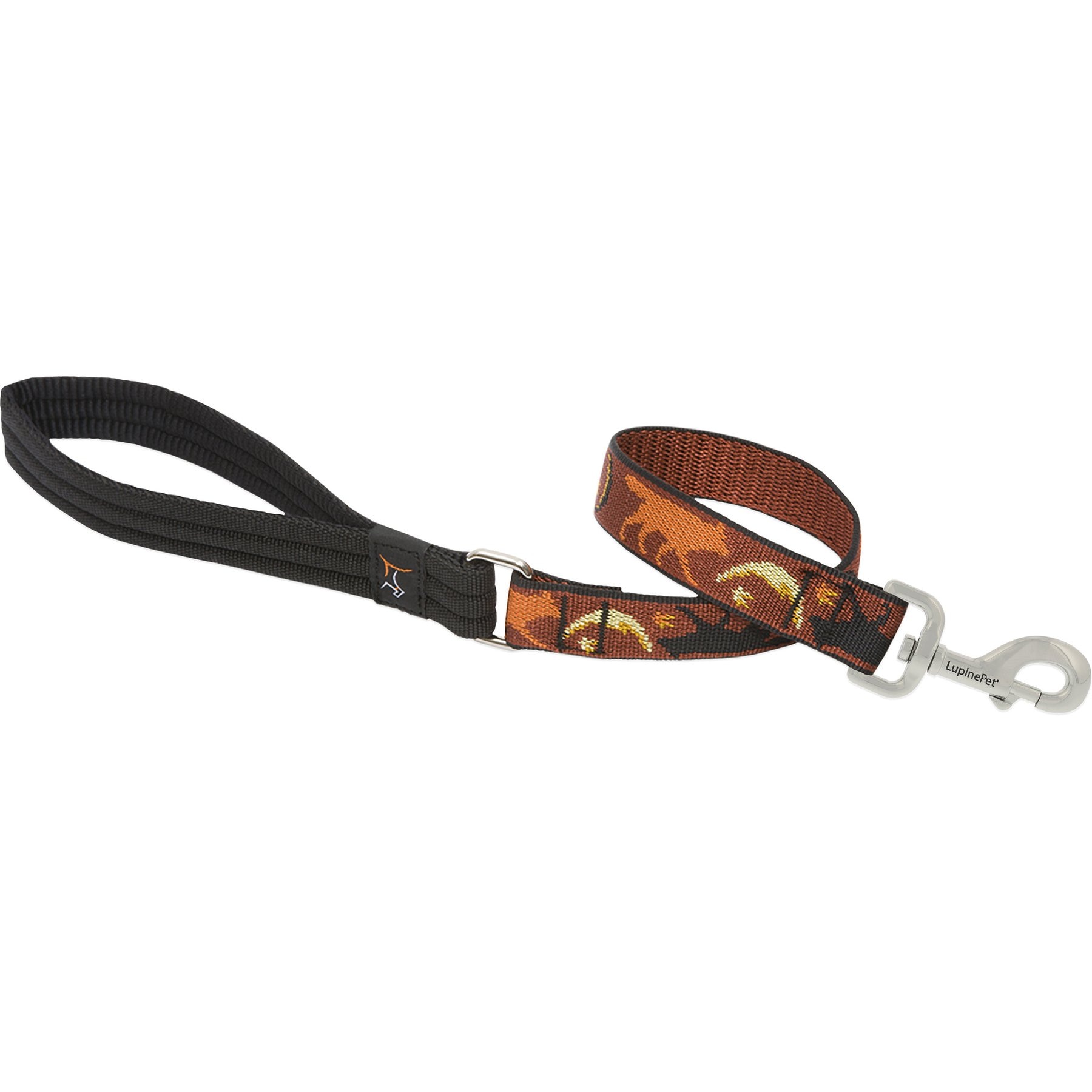 LupinePet Padded Handle Dog Leash, Shadow Hunter, Short: 2-ft long, 1-in wide