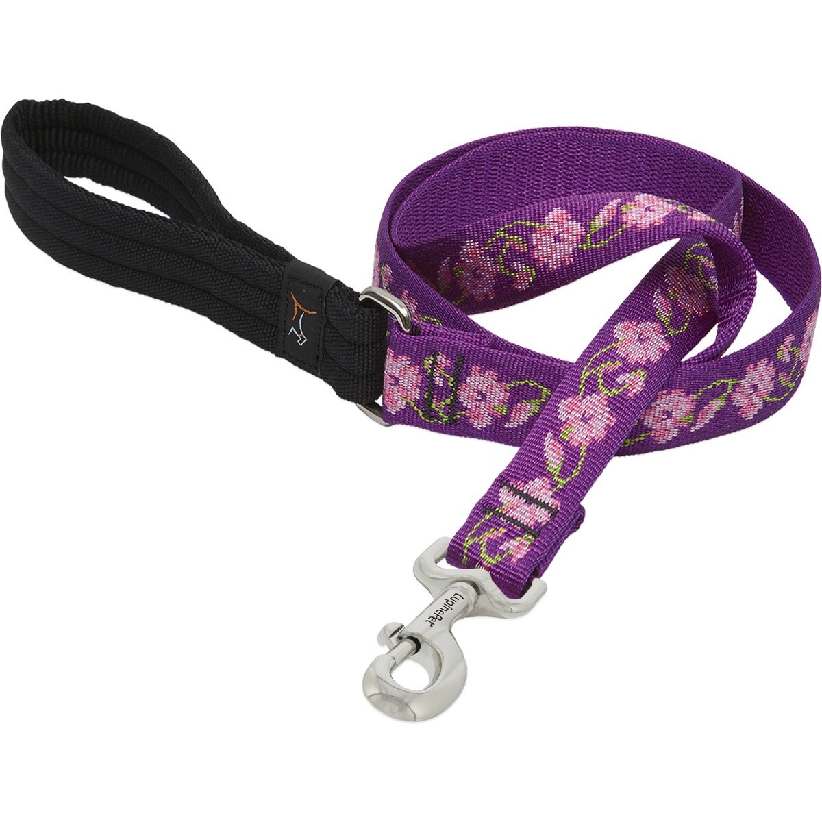 LupinePet Padded Handle Dog Leash, Rose Garden, Regular: 6-ft long, 1-in wide
