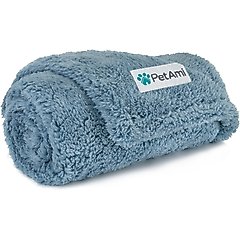 PetAmi Fluffy Waterproof Cat & Dog Blanket, Dusty Blue, Small