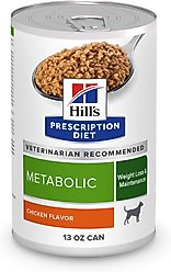 Hill's Prescription Diet Metabolic Weight Management Chicken Flavor Canned Dog Food, 13-oz, case of 24