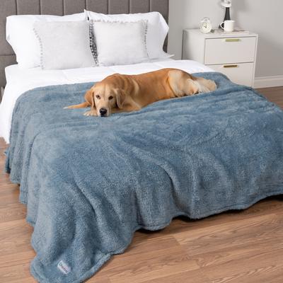 PetAmi Fluffy Waterproof Cat & Dog Blanket, Grey, Medium