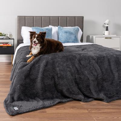 Show full view: PetAmi Fluffy Waterproof Cat & Dog Blanket, Grey, Large slide 3 of 10