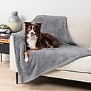 PetAmi Fluffy Waterproof Cat & Dog Blanket, Light Grey, Large
