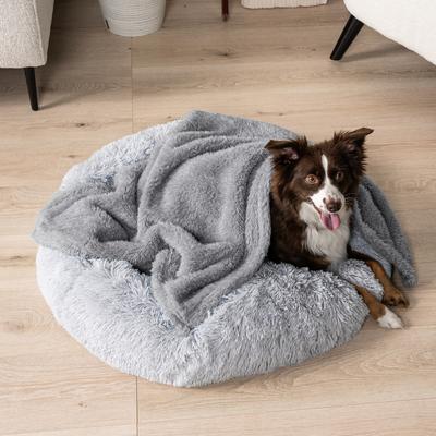 Show full view: PetAmi Fluffy Waterproof Cat & Dog Blanket, Light Grey, Medium slide 4 of 12