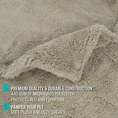 Show full view: PetAmi Fluffy Waterproof Cat & Dog Blanket, Taupe, Medium slide 4 of 11