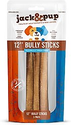 Jack & Pup Odor-Free Standard Beef Bully Sticks 12-in Dog Chew, 3 count