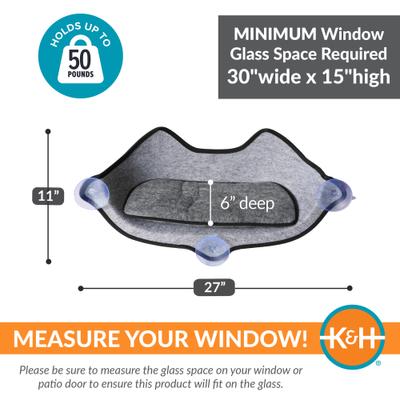 Show full view: K&H Pet Products EZ Mount Cat Window Perch Kitty Sill, Gray slide 2 of 12