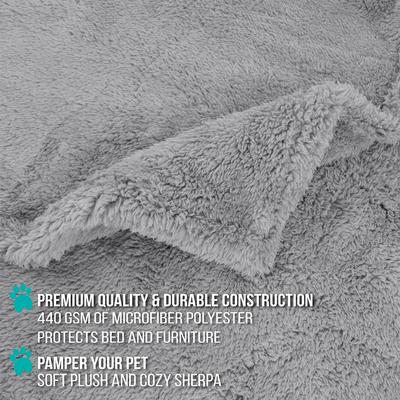 Show full view: PetAmi Fluffy Waterproof Cat & Dog Blanket, Light Grey, Medium slide 5 of 12