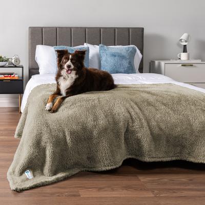 Show full view: PetAmi Fluffy Waterproof Cat & Dog Blanket, Taupe, Large slide 3 of 10