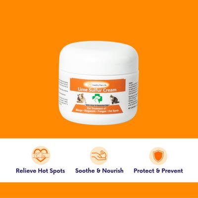 Show full view: Healthy Paw Life Lime Sulfur Cream Itchy & Dry Skin Veterinary Treatment for Dogs & Cats, 2-oz jar slide 3 of 8