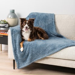 PetAmi Fluffy Waterproof Cat & Dog Blanket, Dusty Blue, Large