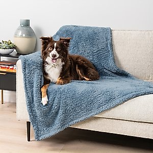 PetAmi Fluffy Waterproof Cat & Dog Blanket, Dusty Blue, Small