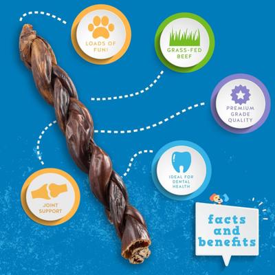 Show full view: Jack & Pup 12-inch Braided Joint Health Beef Gullet Dog Treats Chews, 5 count slide 3 of 6