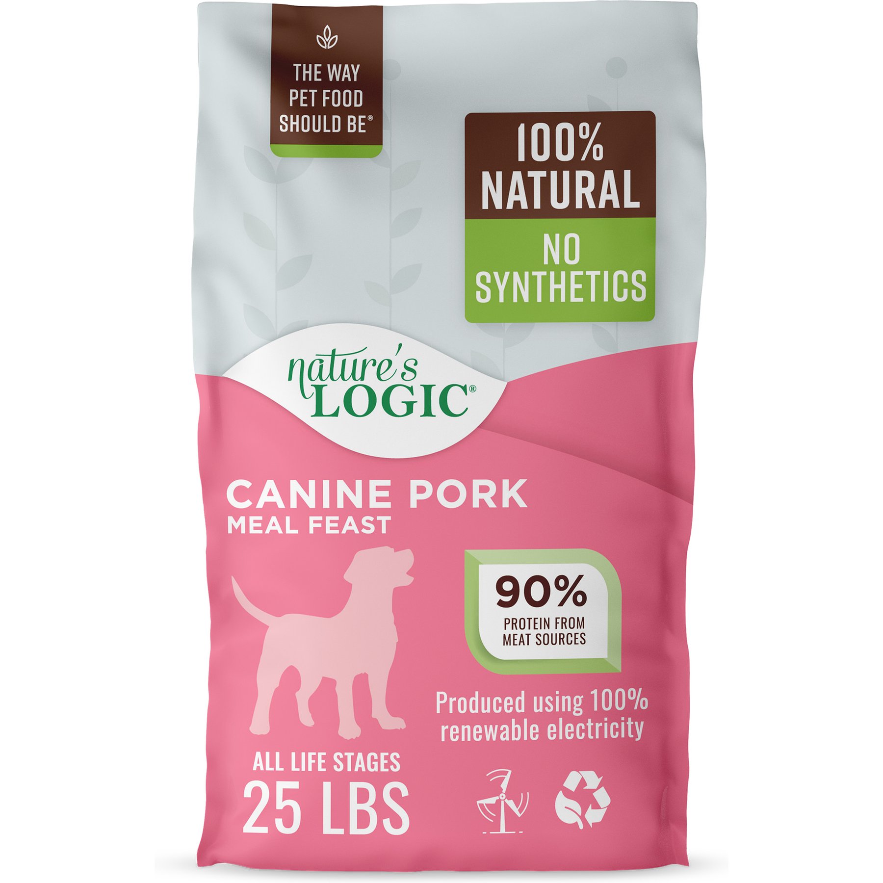 Nature's Logic 100% Natural Canine Pork Meal Feast All Life Stages Dry Dog Food, 25-lb bag