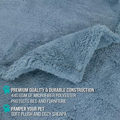 Show full view: PetAmi Fluffy Waterproof Cat & Dog Blanket, Dusty Blue, Medium slide 4 of 11