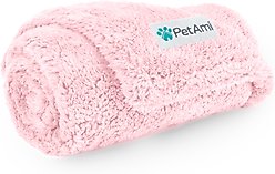 PetAmi Fluffy Waterproof Cat & Dog Blanket, Pink, Small