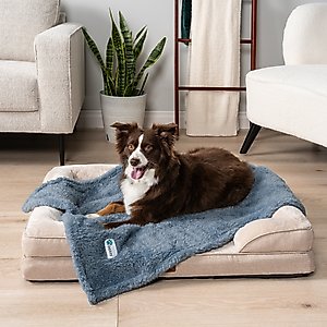 PetAmi Fluffy Waterproof Cat & Dog Blanket, Dusty Blue, Small