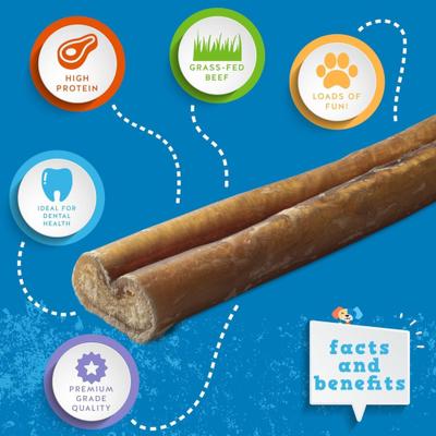 Show full view: Jack & Pup Odor-Free Standard Beef Bully Sticks 12-in Dog Chew, 3 count slide 4 of 9