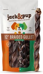 Jack & Pup 12-inch Braided Joint Health Beef Gullet Dog Treats Chews, 5 count
