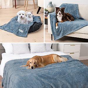 PetAmi Fluffy Waterproof Cat & Dog Blanket, Dusty Blue, Small