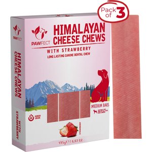 Pawfect Himalayan Cheese Chews Medium All Natural High-Protein Grain-Free Strawberry Dental Dog Treats, 3 count