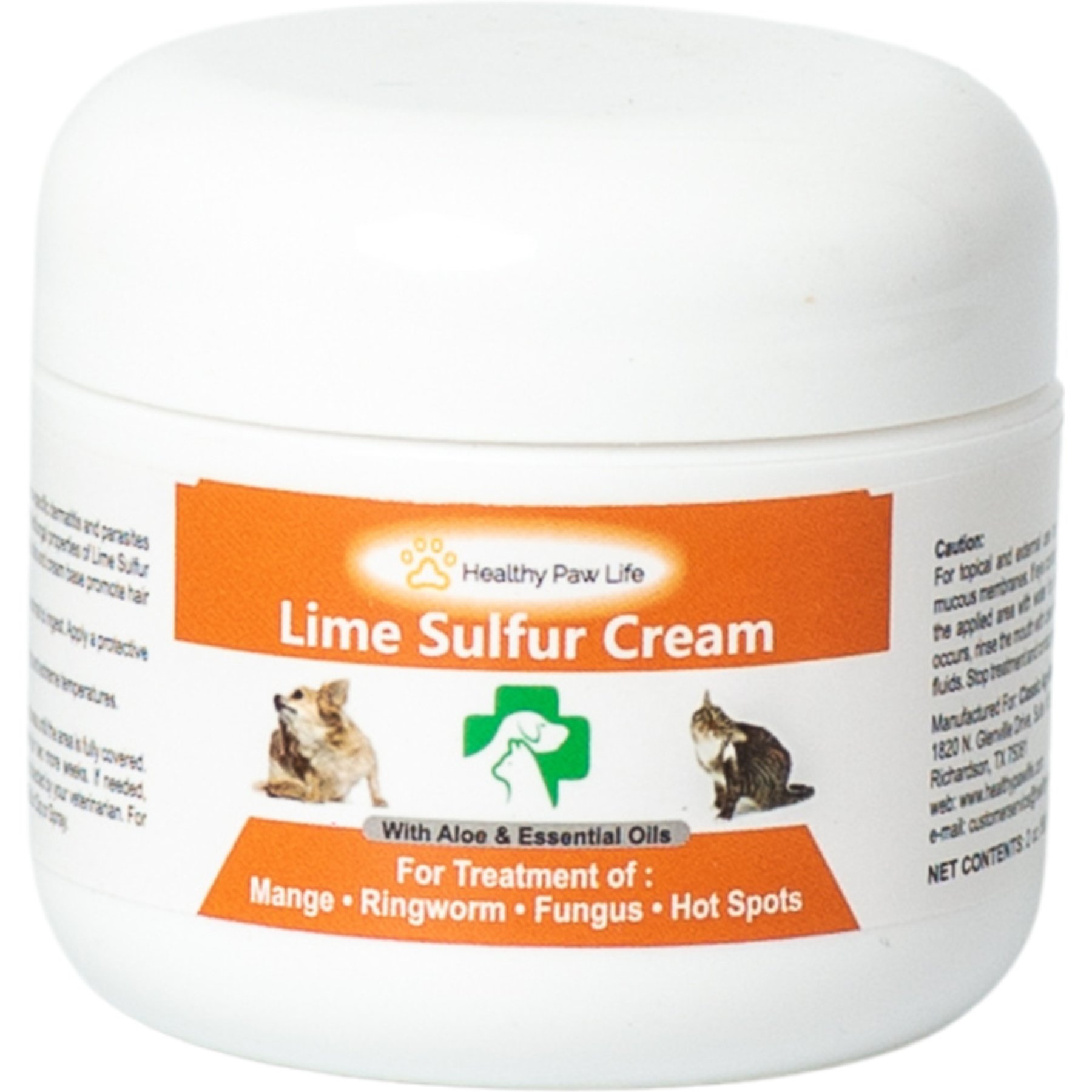 Healthy Paw Life Lime Sulfur Cream Itchy & Dry Skin Veterinary Treatment for Dogs & Cats, 2-oz jar