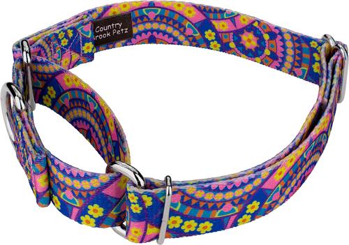 Show full view: Country Brook Petz Blue Boho Mandala Martingale Dog Collar, Medium: 15 to 21-in neck, 1-in wide slide 5 of 7