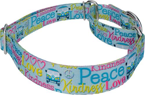 Show full view: Country Brook Petz Love & Peace Martingale Dog Collar, Medium: 15 to 21-in neck, 1-in wide slide 4 of 5
