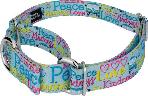 Show full view: Country Brook Petz Love & Peace Martingale Dog Collar, Medium: 15 to 21-in neck, 1-in wide slide 3 of 5
