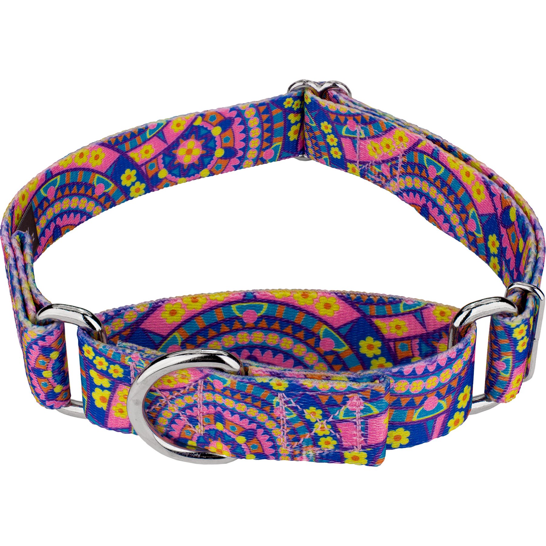 Country Brook Petz Blue Boho Mandala Martingale Dog Collar, X-Small: 9 to 12-in neck, 1/2-in wide