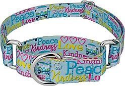 Country Brook Petz Love & Peace Martingale Dog Collar, Medium: 15 to 21-in neck, 1-in wide