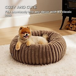 Bedsure ComfyFleece Donut Bolster Dog Bed with Removable Cover, Copper Brown, Small slide 2 of 7