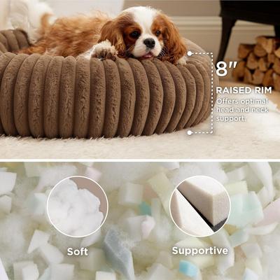 Show full view: Bedsure Donut Bolster Dog Bed with Removable Cover, Copper Brown, Medium slide 2 of 9